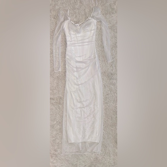 NWOT HOUSE OF CB 'Katarina' White Corset Long Sleeves Maxi Dress sz S plus cup - Picture 4 of 10